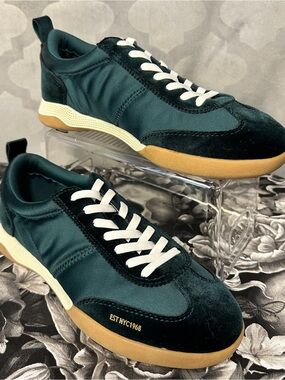 Anne Klein Forest Green and Gum Lace-Up Sneakers